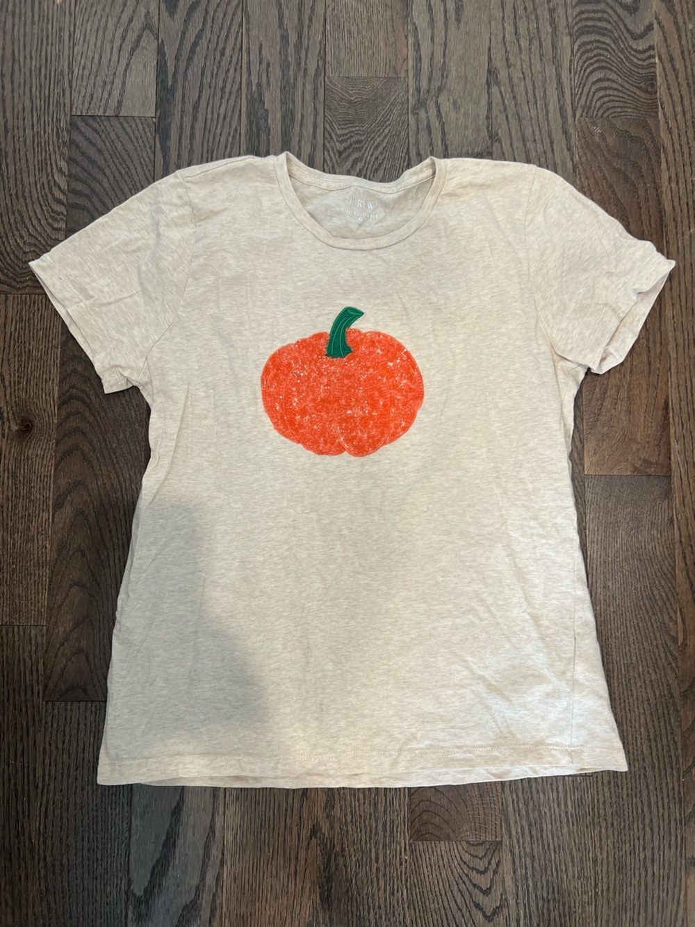J. Crew Cream Tee with Orange Pumpkin Graphic